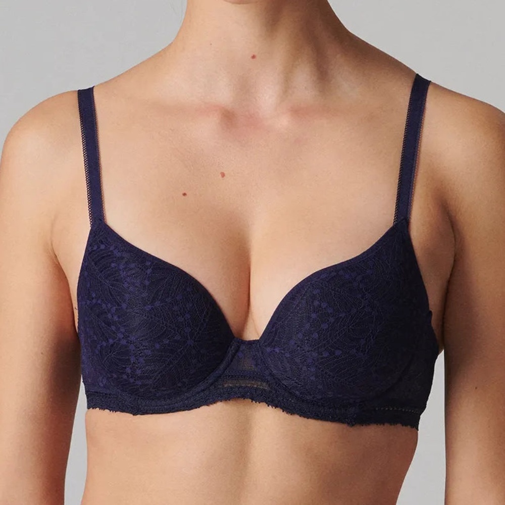 NEW Simone Pérèle Comèt 3D Plunge Lace Underwire Bra 12S316 Midnight 562 (Navy)